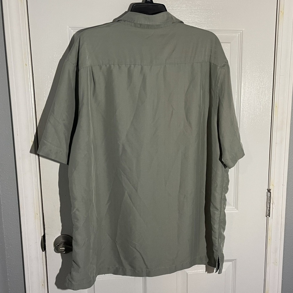 Axist Silk Touch Mens XXL Sage Green Short Sleeve Button Down Shirt Modal Blend - Picture 2 of 9